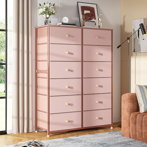12 Drawer Tall Dresser with Wooden Tabletop O8549