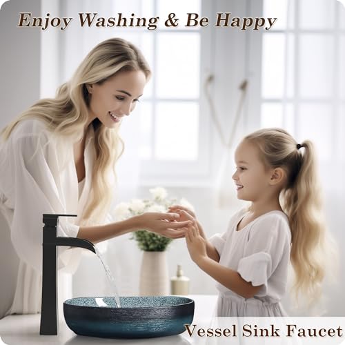 Black 12 Inch Waterfall Tall Single Handle Brass Vessel Sink Faucet E854579