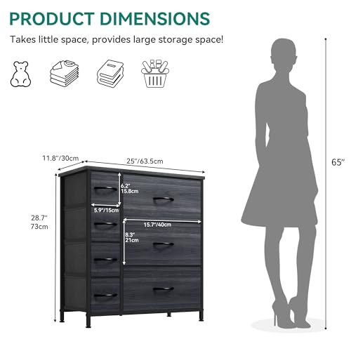 7 Drawer Fabric Storage Dresser with Wooden Top U85440