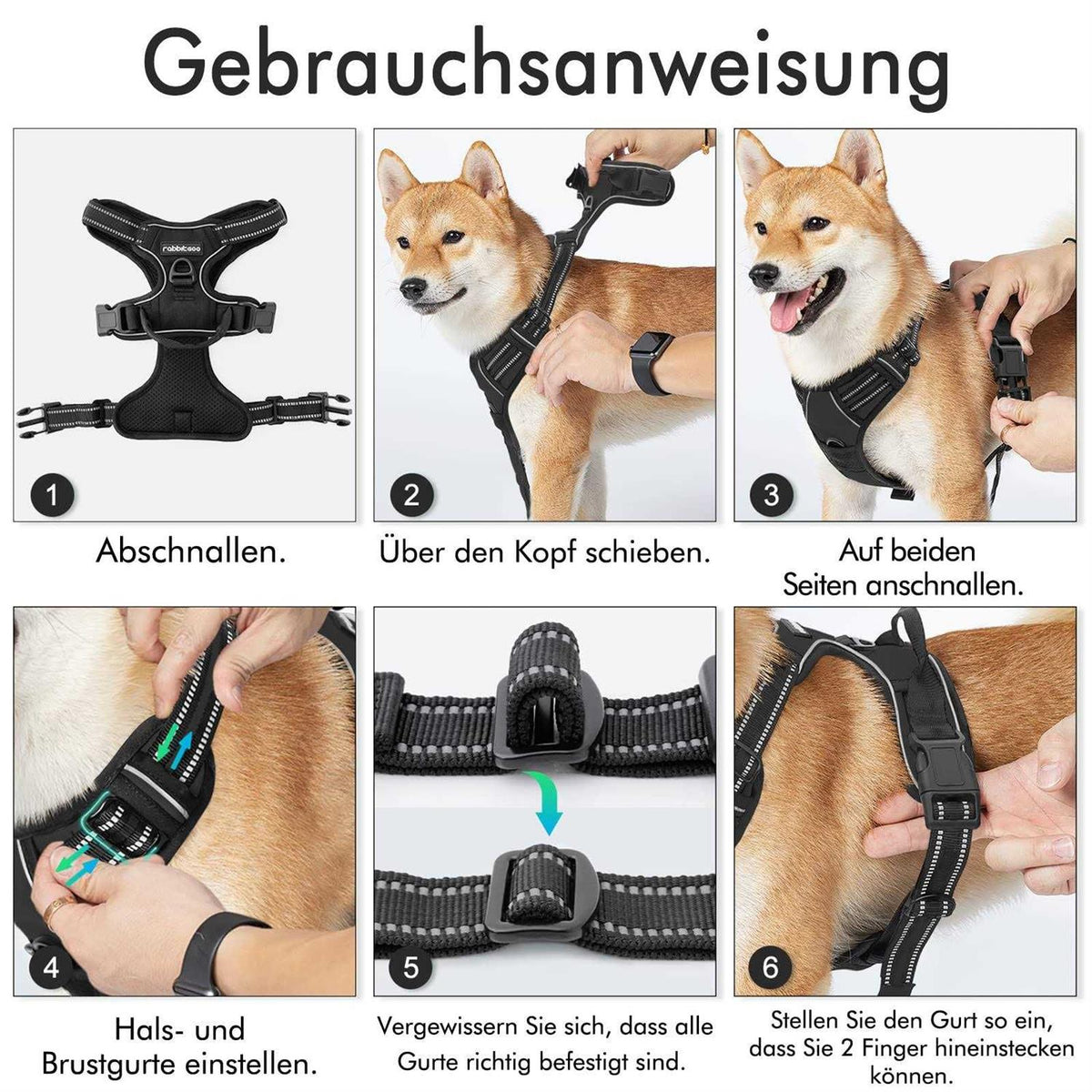 Adjustable Soft Padded Dog Harness with 2 Leash Clips T20565