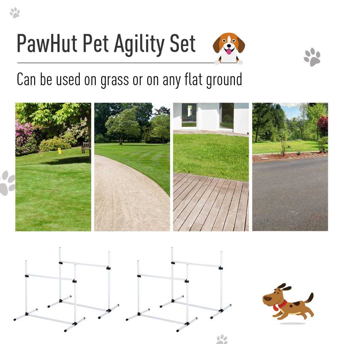 4 Piece Dog Agility Equipment with Adjustable Height Jump Bars I48264