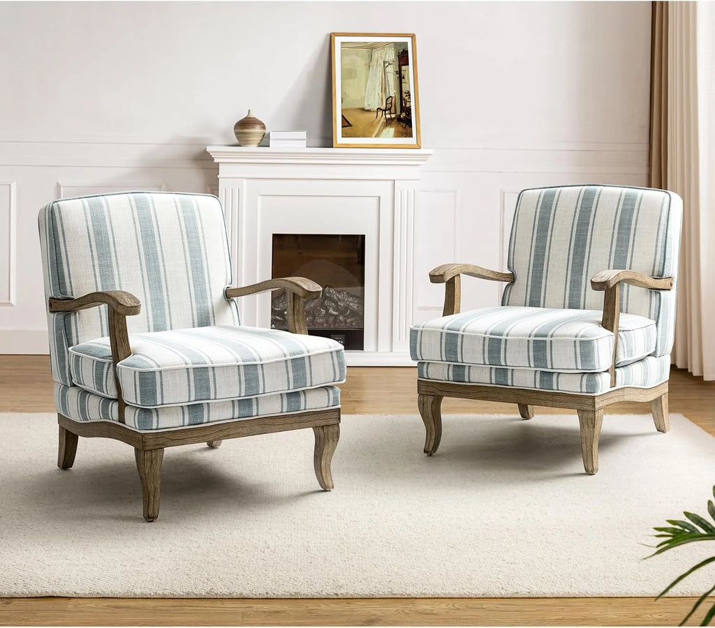 Blue Upholstered Accent Chair Set Of 2 H369031