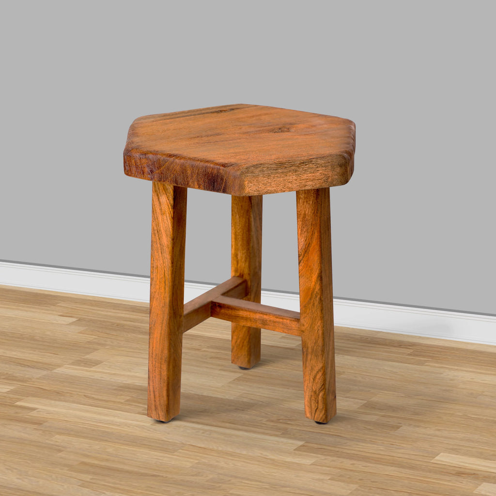 18 Inch Hexagon Acacia Wood Side Table with Live Edge Top W333