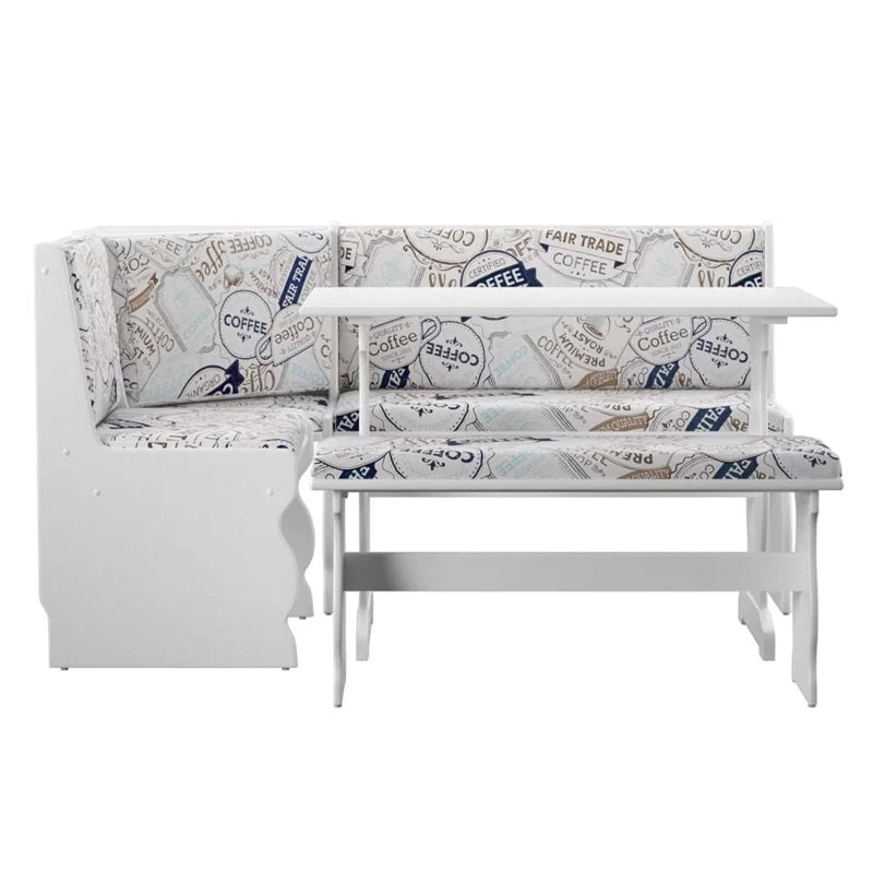 White Wood Corner Dining Set C1175